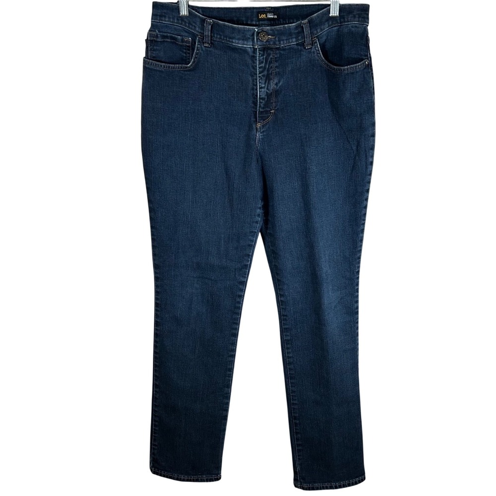 Lee Womens Classic Fit Straight Leg Jeans Dark Wash Denim 14 Long
